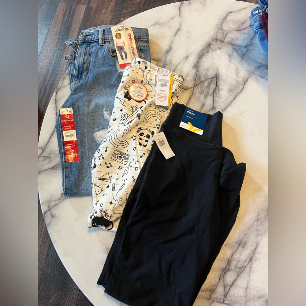 Girls Size large pants, new with tags (3) pairs